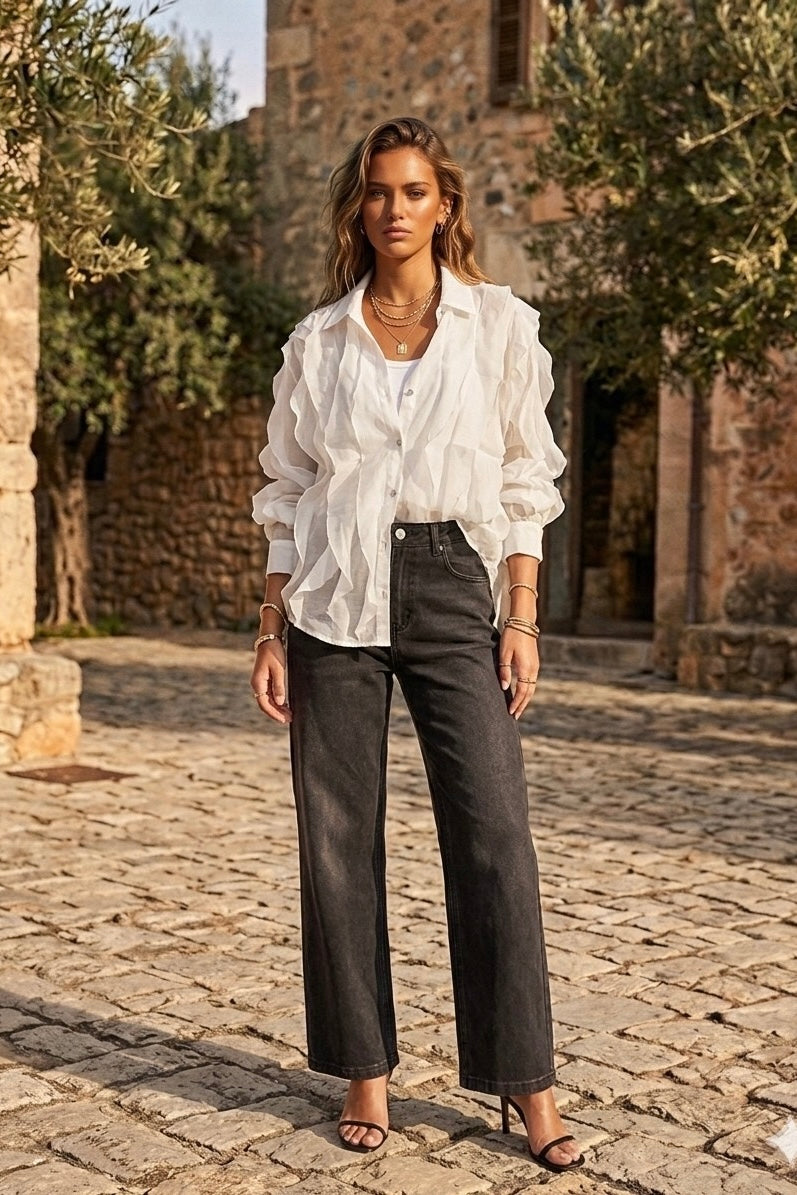 CHANEL LUX SHIRT-Black & White