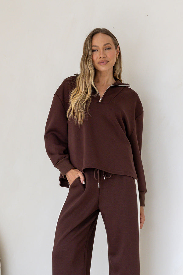 OFF DUTY ZIP SWEATER - Black & Coco