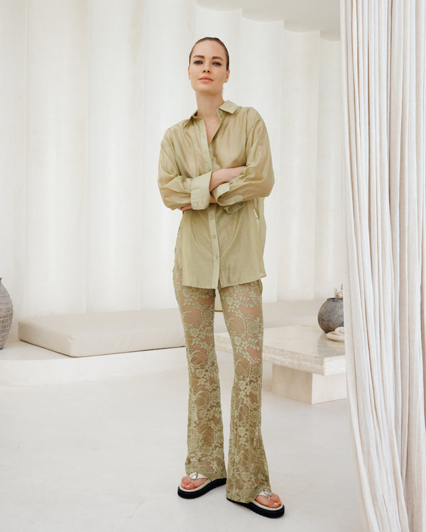 LUNA SHIRT - Pistachio Green & Ocean Blue