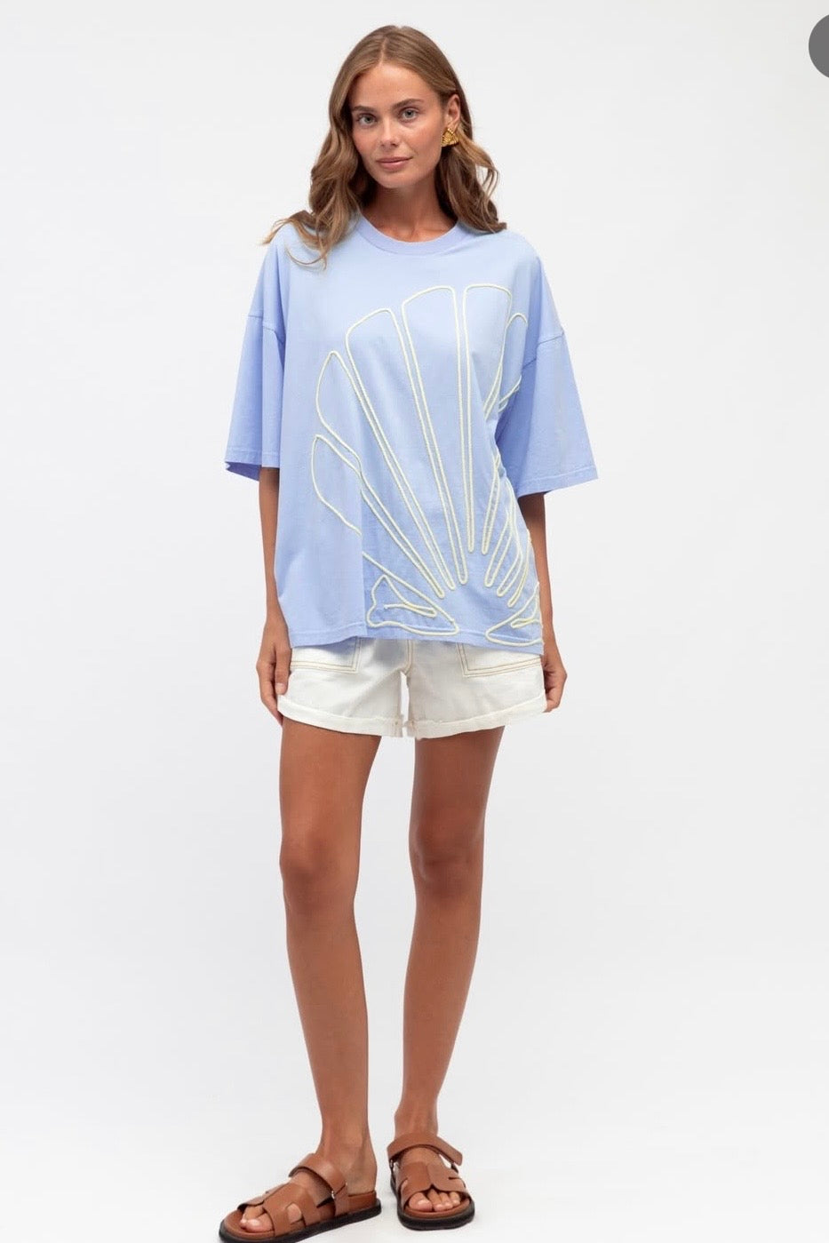 SHELLA TEE - Blue & White