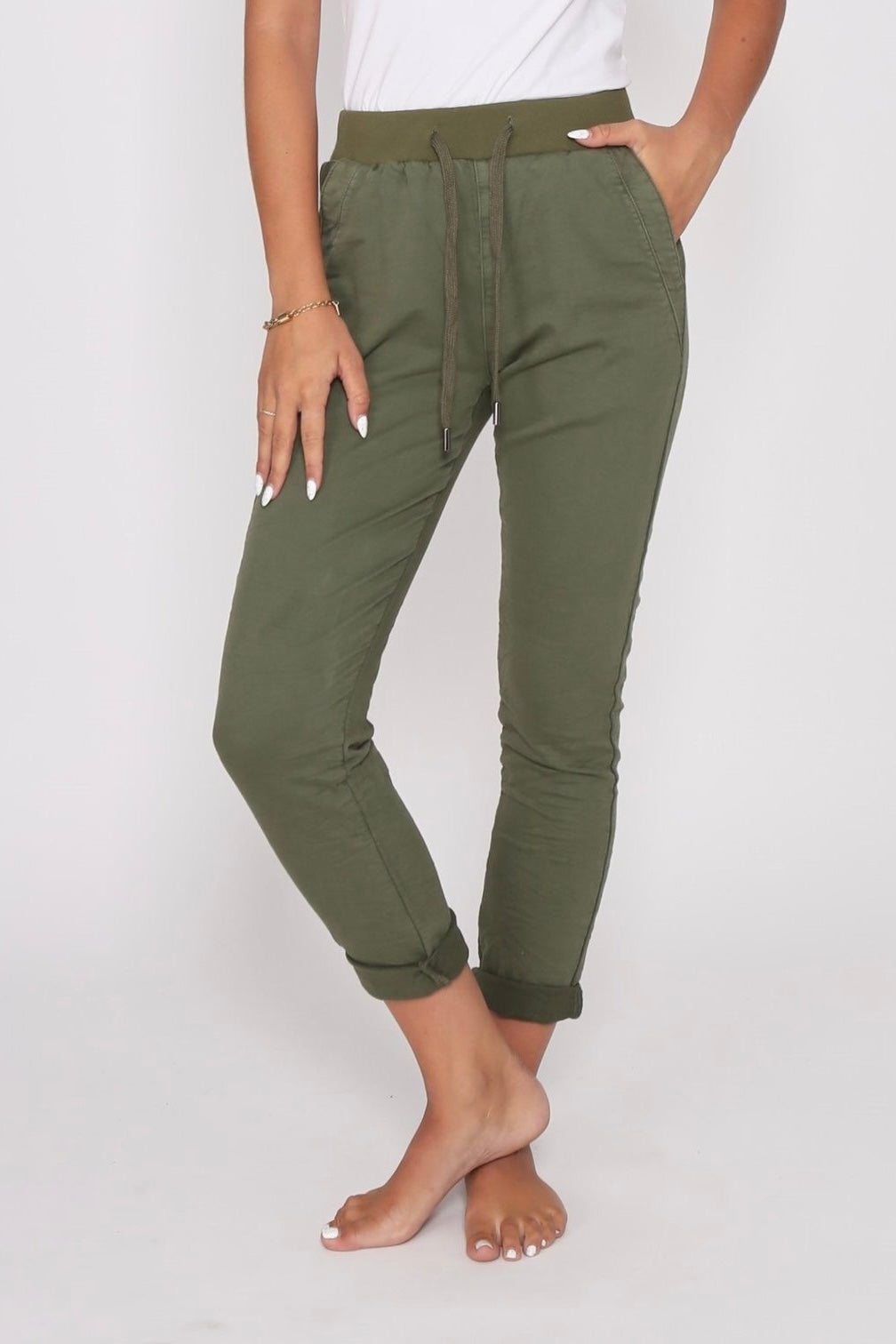 RILEY JOGGER- White & Khaki