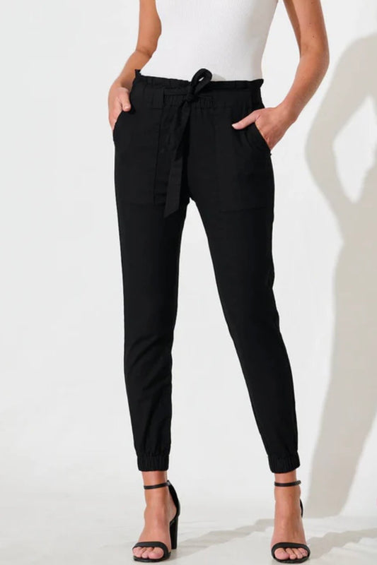 AUDRA STRETCH PANT- Black & Beige