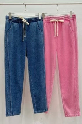VEDA WASHED JOGGER- Blue & Pink