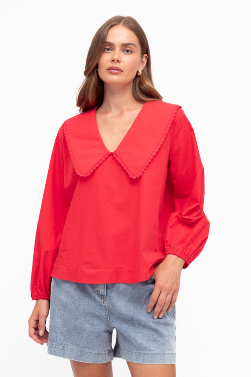 paper heart red collared shirt