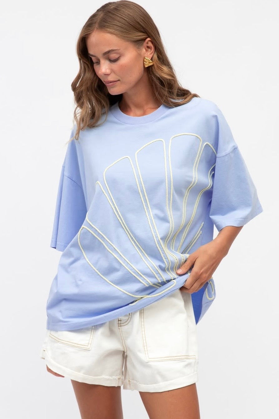 SHELLA TEE - Blue & White
