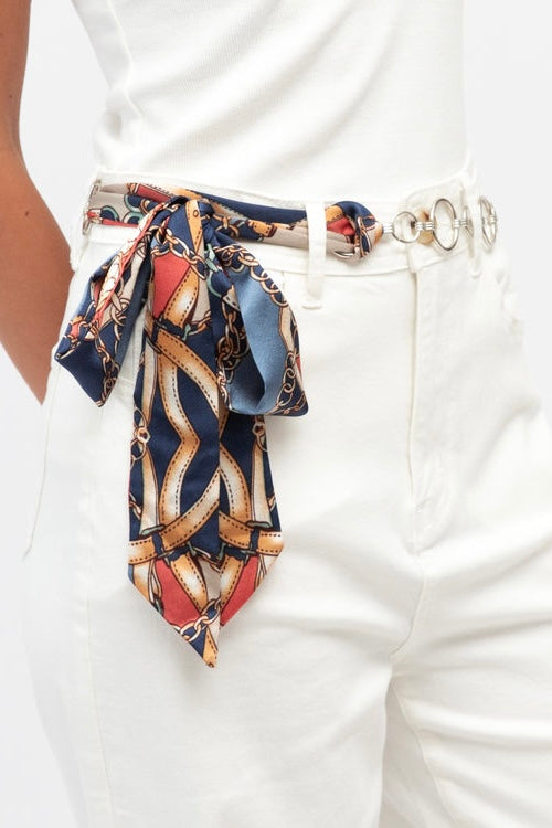 SCARF CHAIN BELT- Blue & Grey