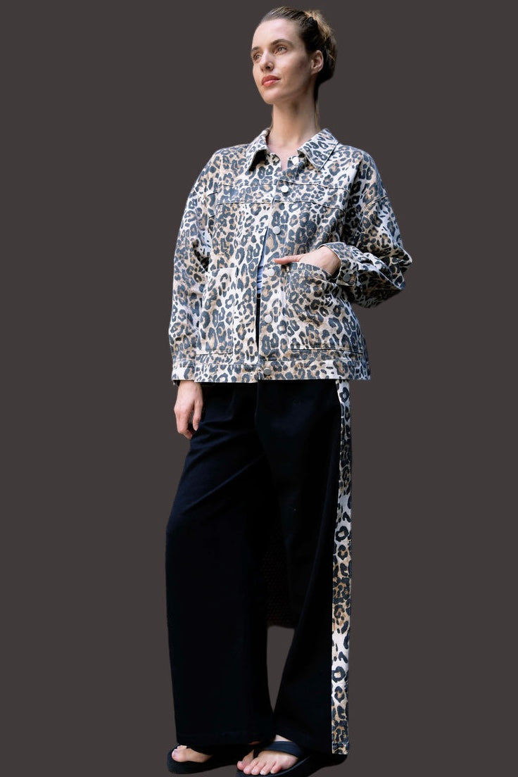 LARA LEOPARD DENIM JACKET