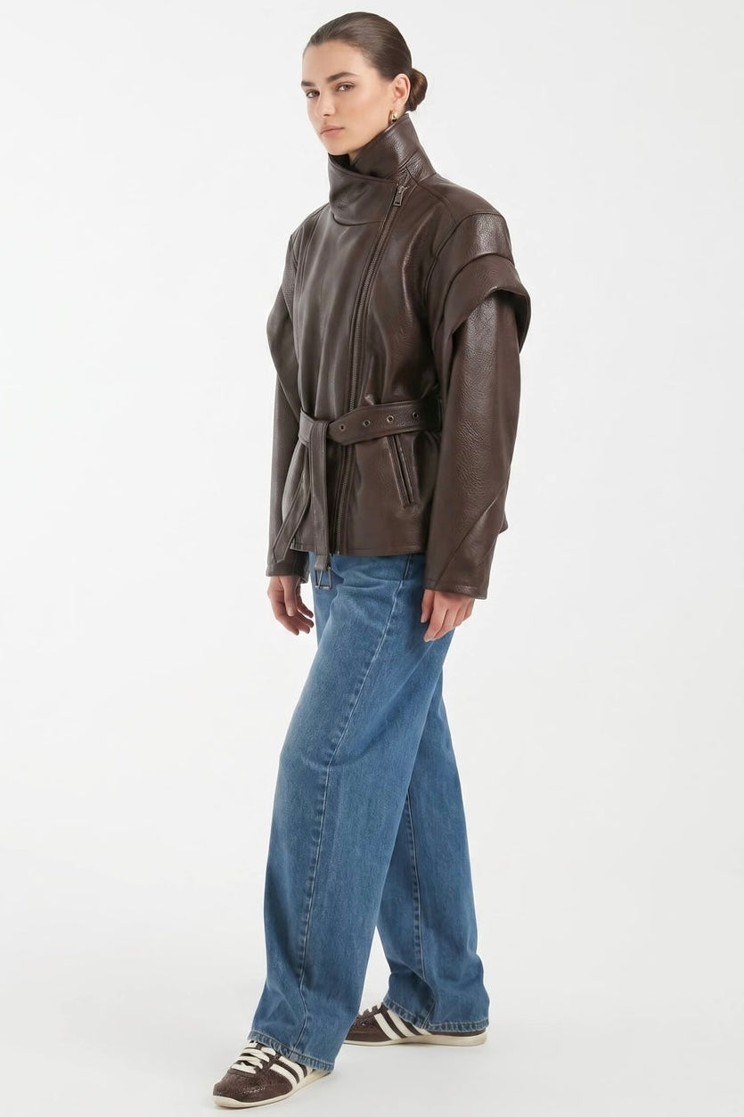 CARLIA FAUX LEATHER JACKET