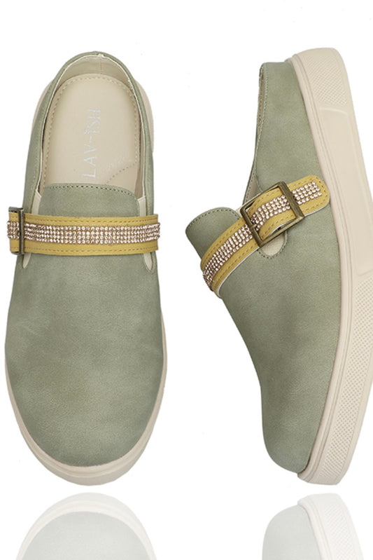 super light weight mules with bling strap