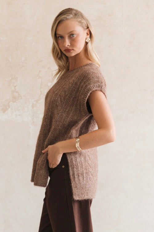 fluffy knit short sleeve top