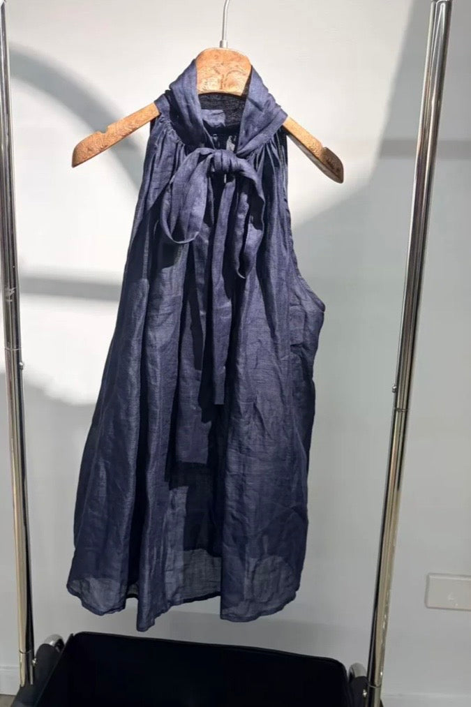 CHANEL LUX HALTER TOP- White & Navy