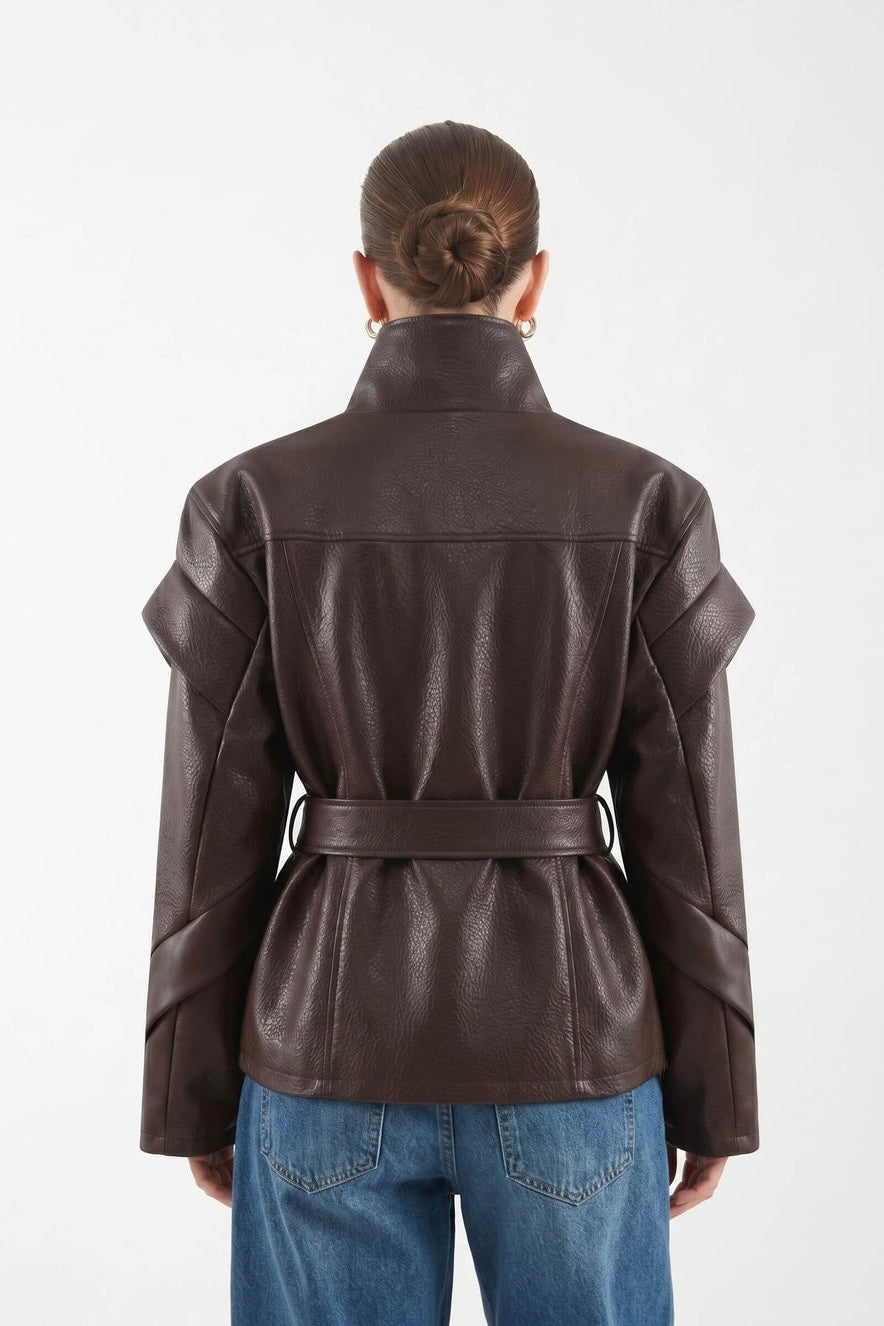 CARLIA FAUX LEATHER JACKET