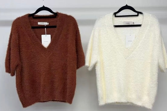 DELANEY FLUFFY KNIT-Rust & Milk