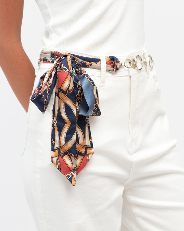 SCARF CHAIN BELT- Blue & Grey