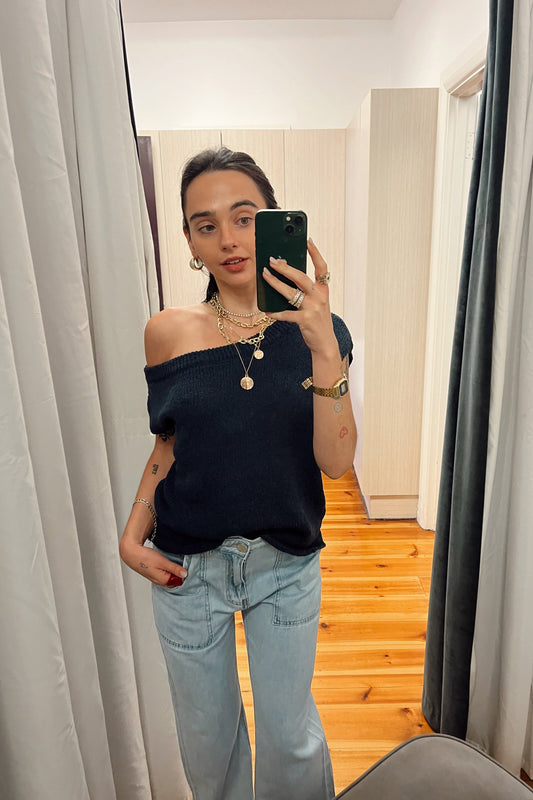 CLARA TOP - Black, Navy