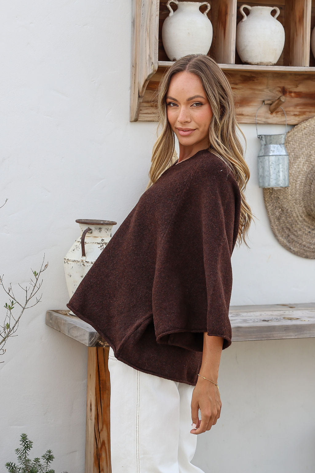 SOPHIA V NECK KNIT- Coco , Oatmeal & Black