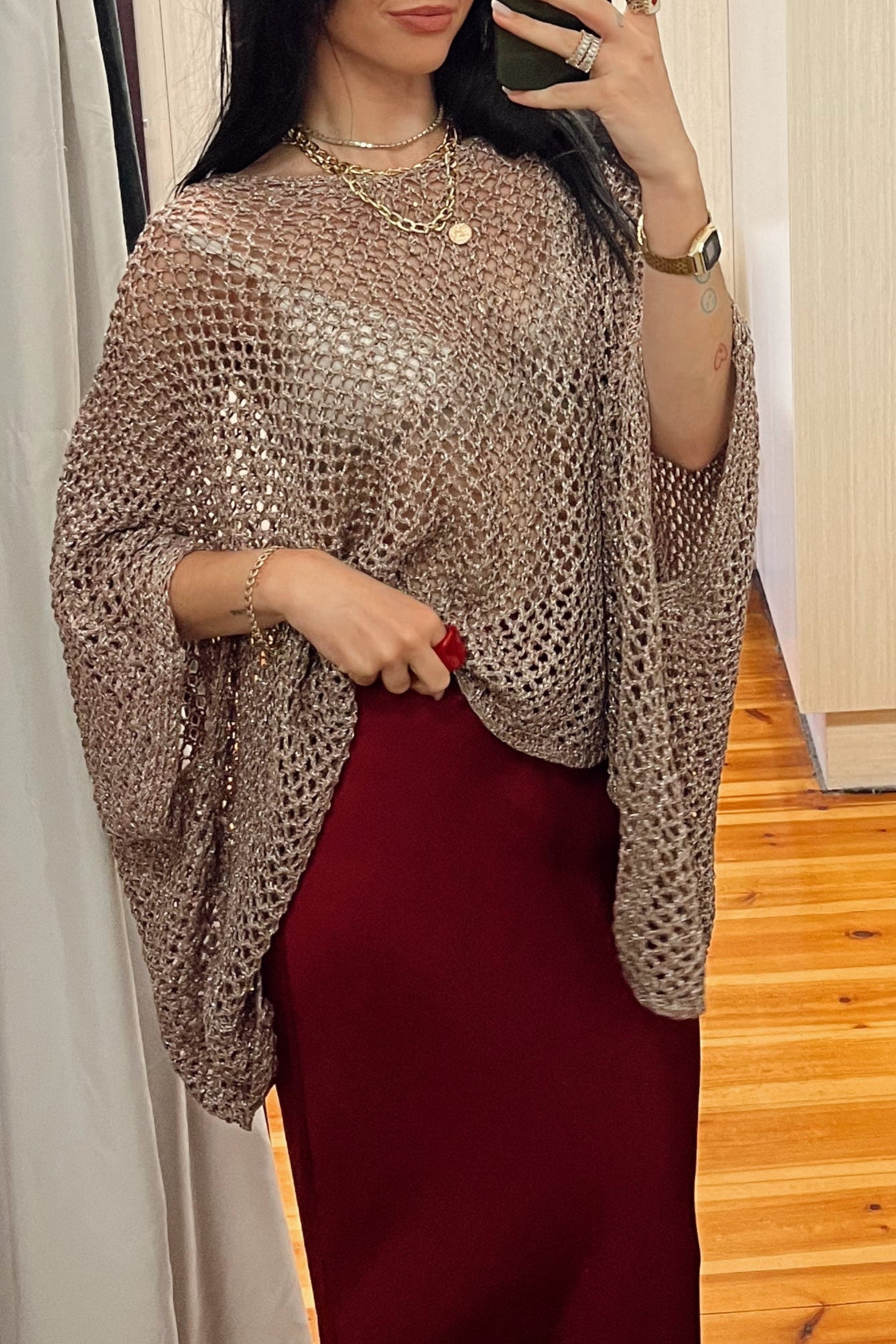 worthier the label hollow knit top