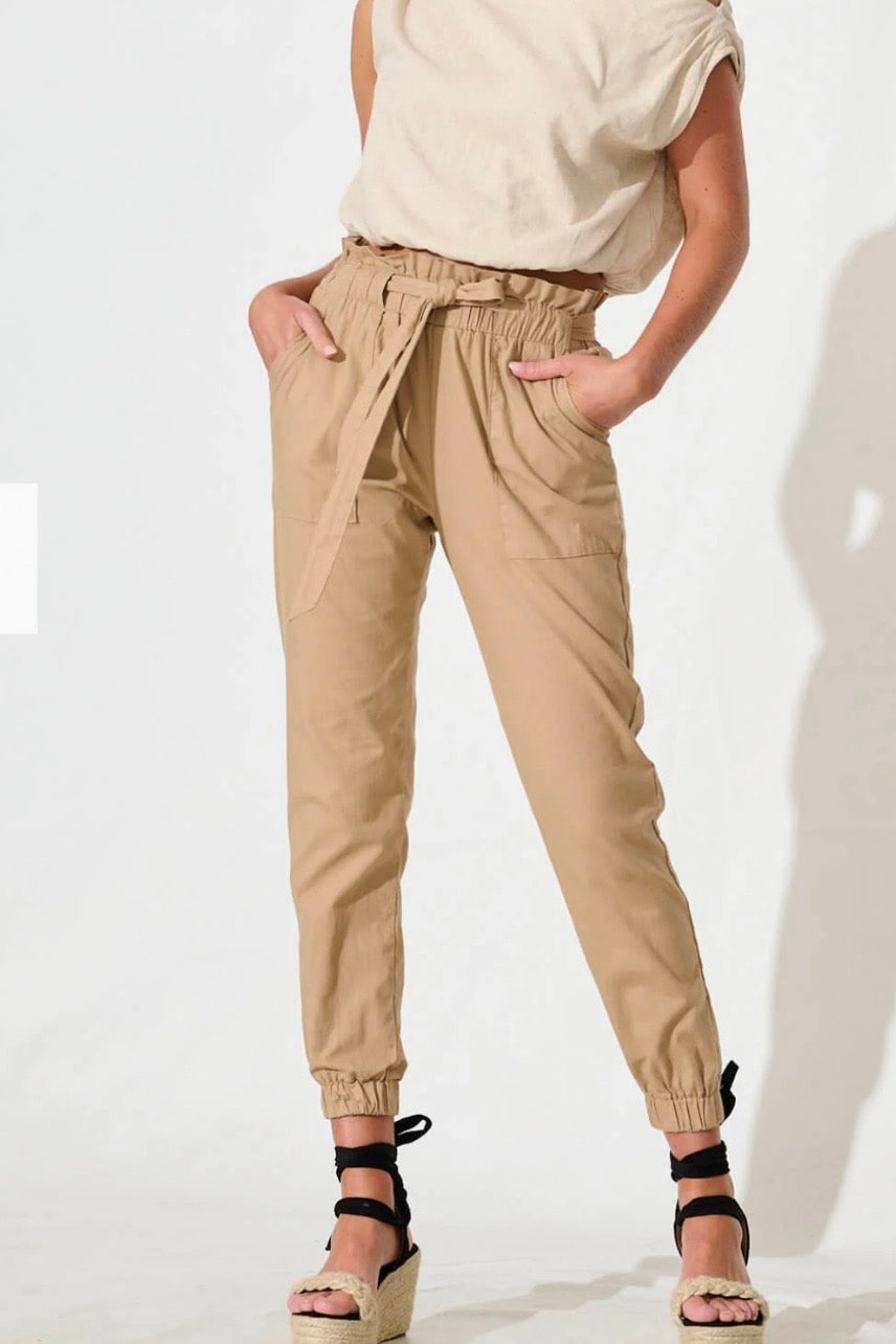 AUDRA STRETCH PANT- Black & Beige