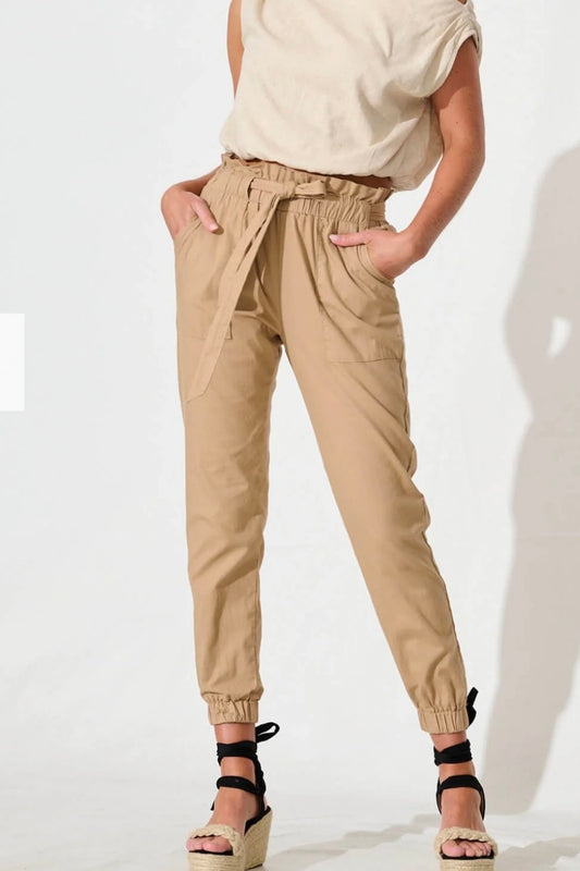 AUDRA STRETCH PANT- Black & Beige