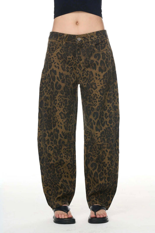 LEOPARD BARREL JEAN