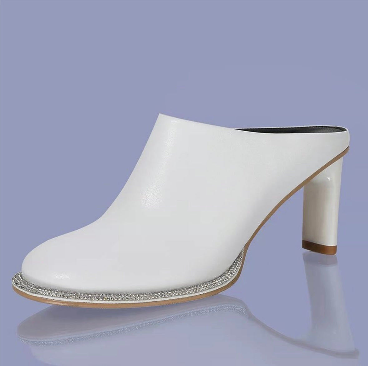 LEATHER BLING HIGH  HEEL- Black & White & Camel