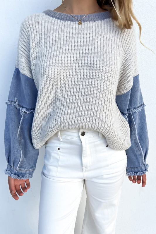 knit with denim sleeves worthier the label