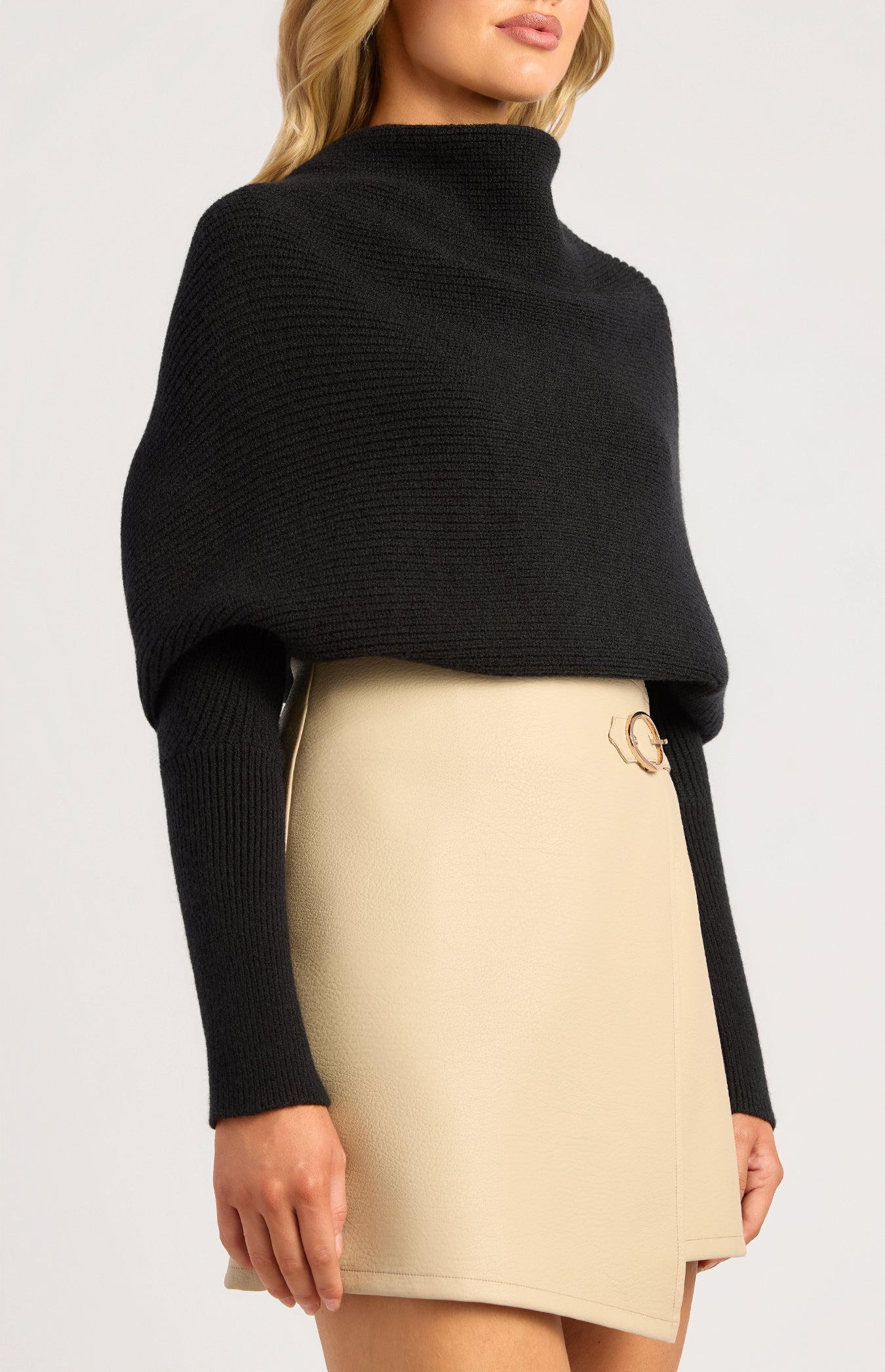 SASHA BATWING KNIT -Black & Oatmeal