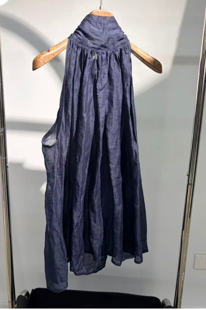CHANEL LUX HALTER TOP- White & Navy