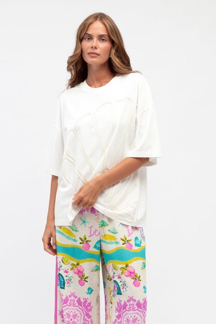 SHELLA TEE - Blue & White