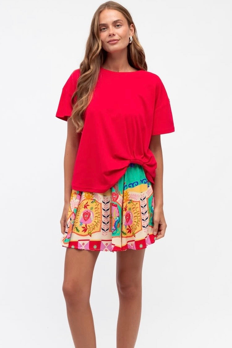 GLORIA TUCK TEE -Cherry