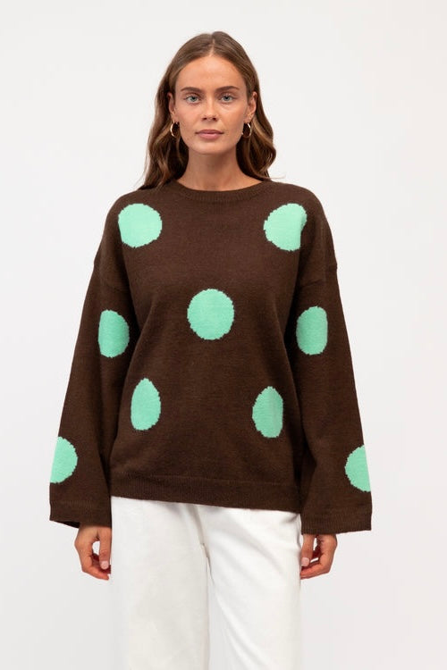 spot balloon sleeve box knit jumper