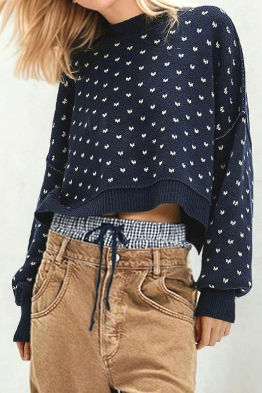 CINDY KNIT- Navy & Natural
