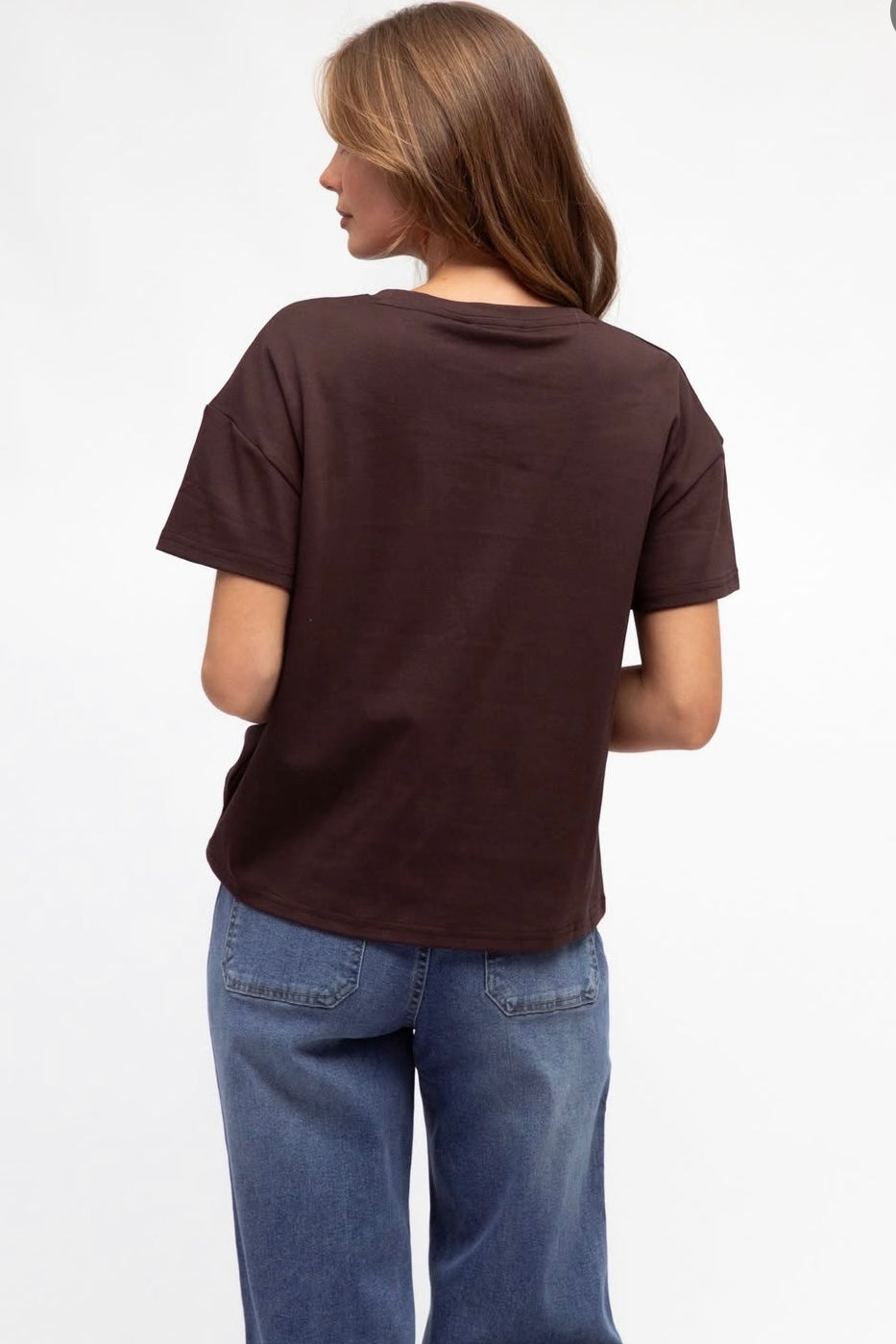 GLORIA TUCK TEE- White, Beige & Black