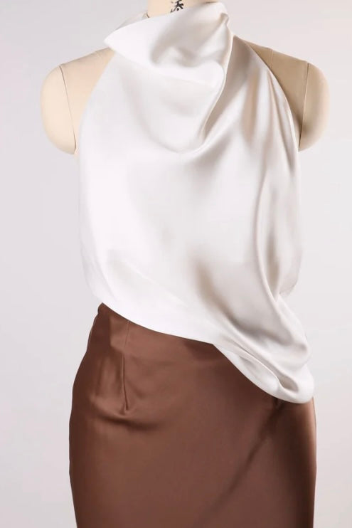 Satin cow neck halter top 
