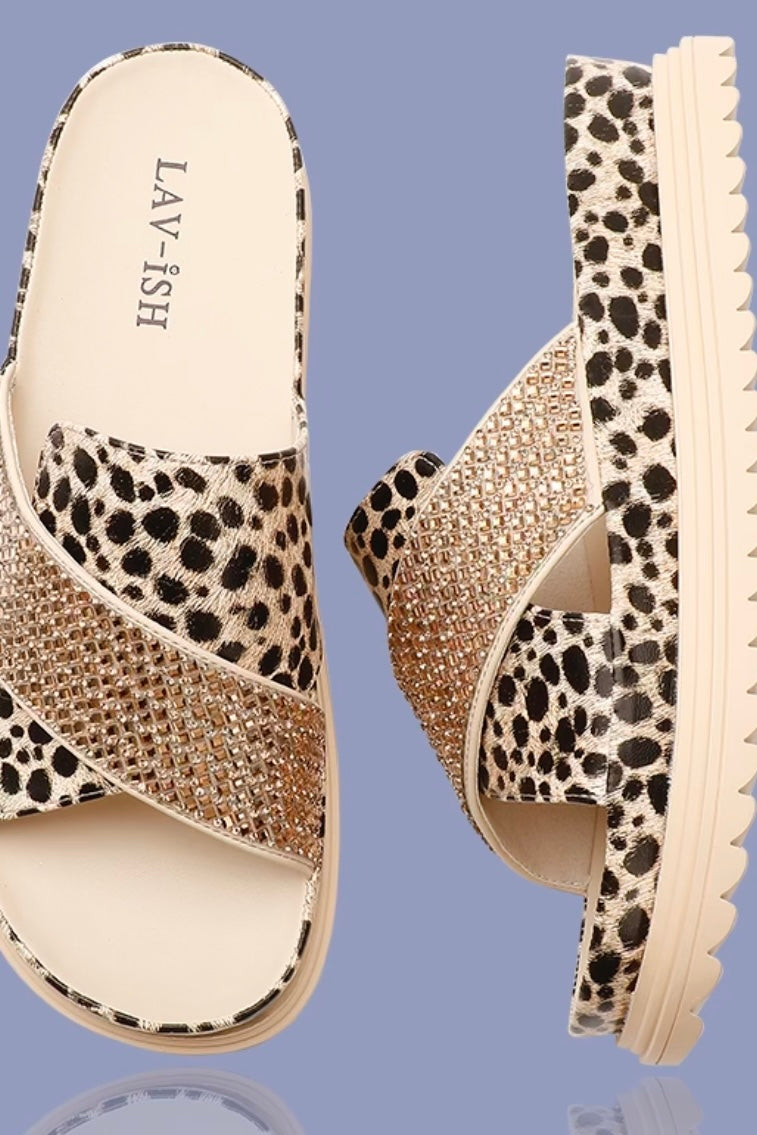 LEOPARD GOLD SLIDE