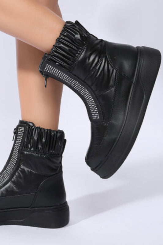 ZIP UP BOOTS - Pewter & Black