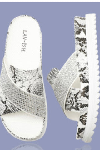 aidangus non leather snake silver slide