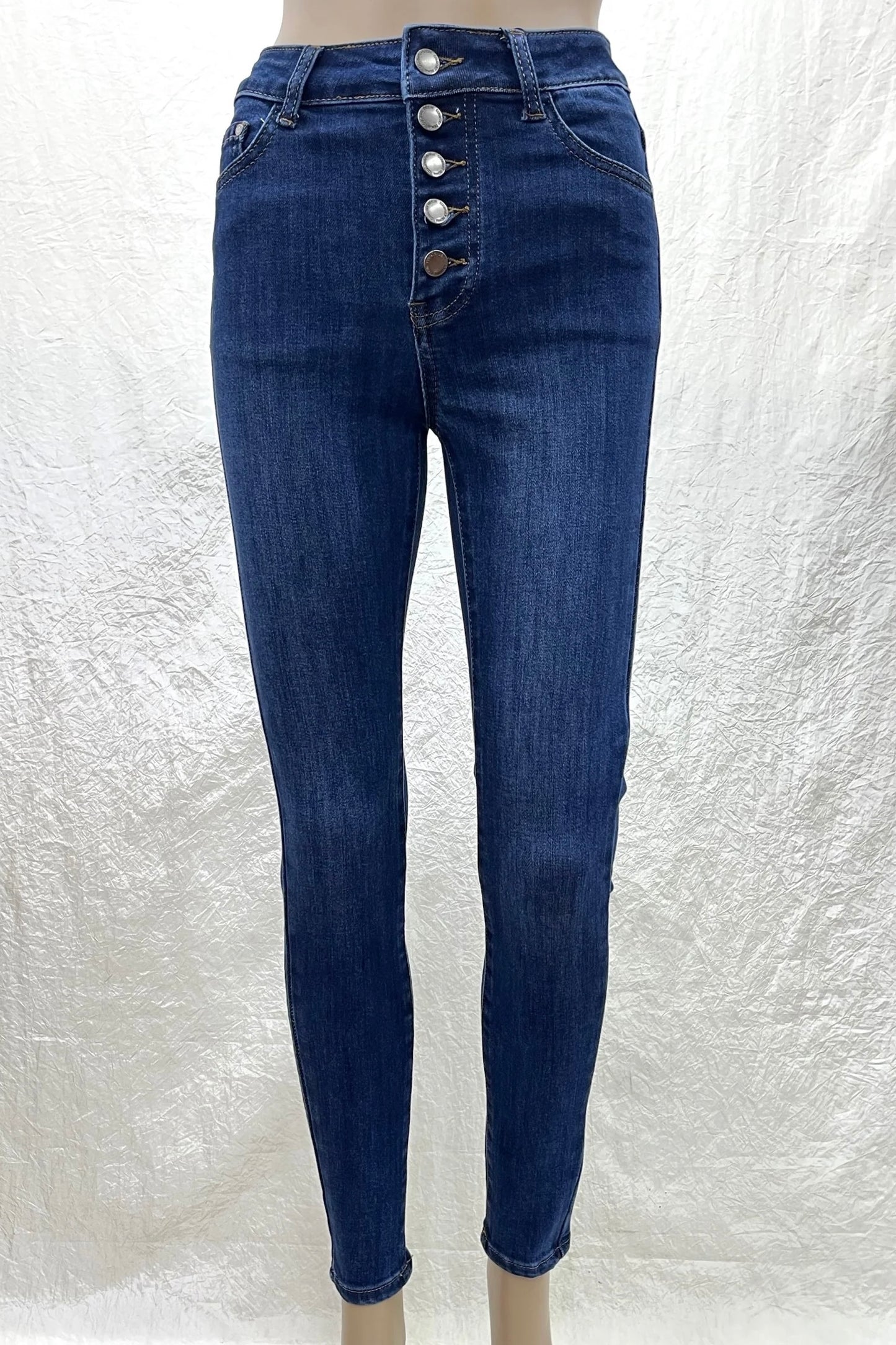 Skinny fit jean stretchy button fly