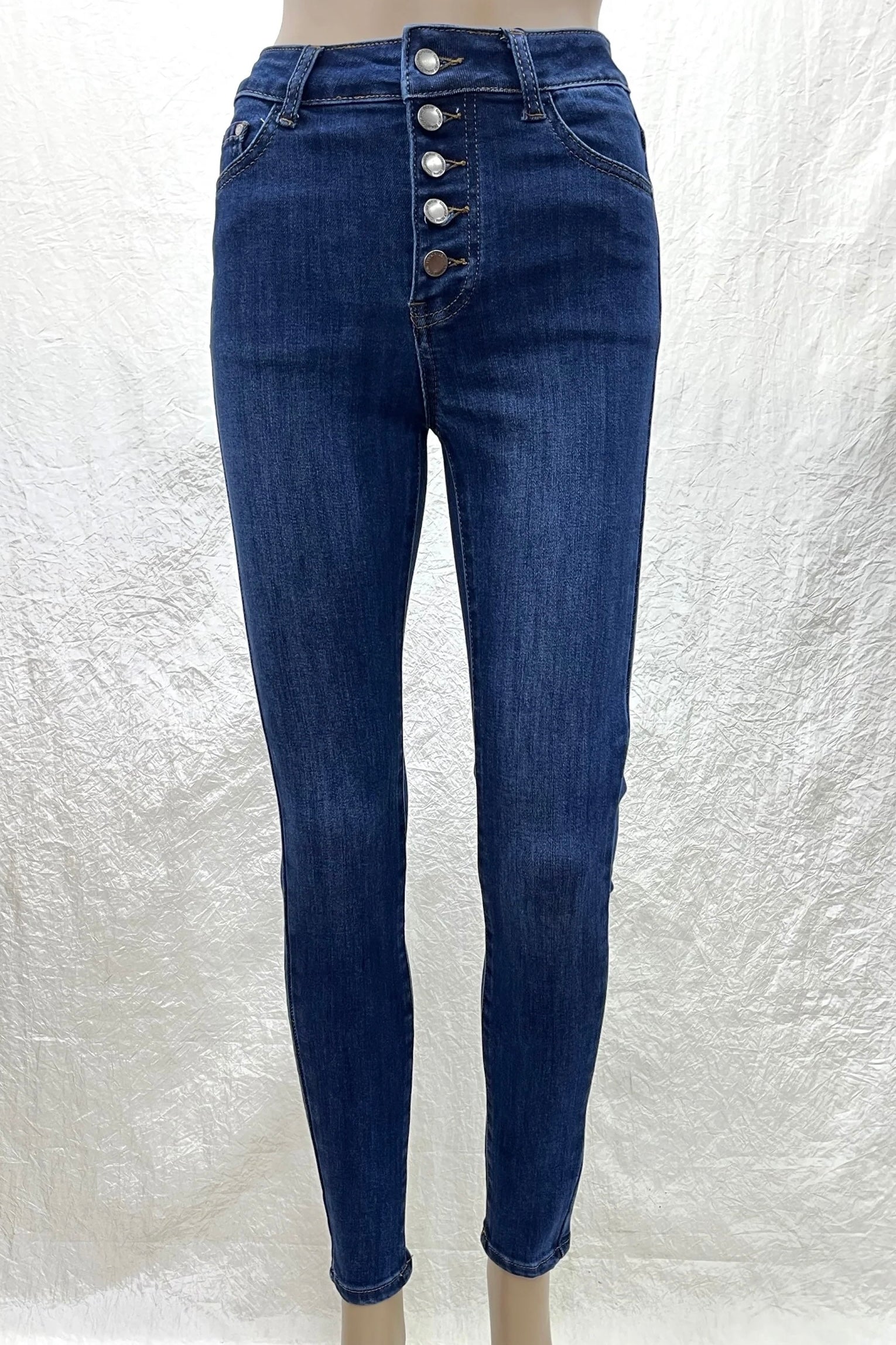 Skinny fit jean stretchy button fly