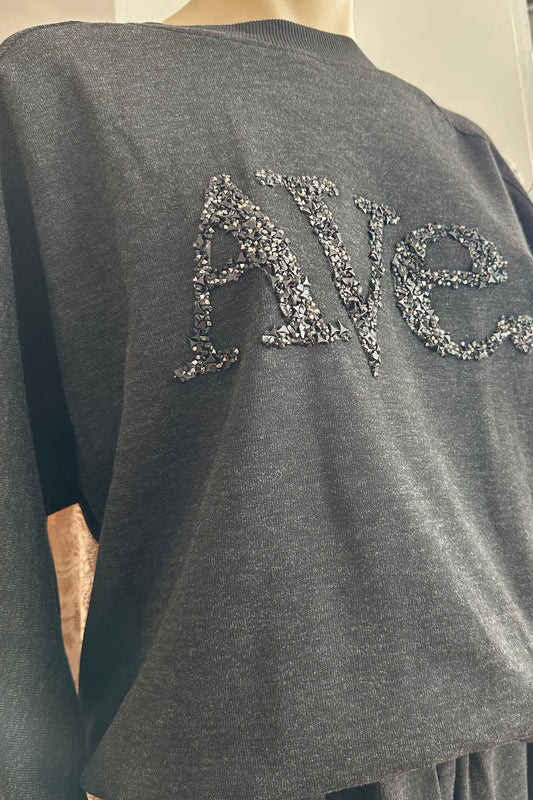 AVE BEADED SWEATER -Black & White