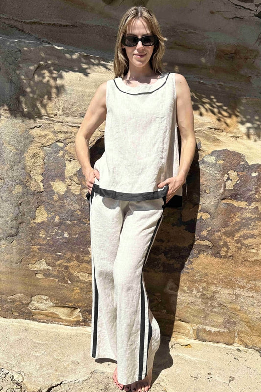 VIOLET PANT - Beige , White & Chocolate