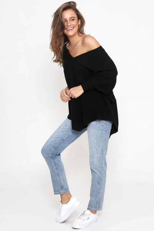 Cotton lightweight vneck knit