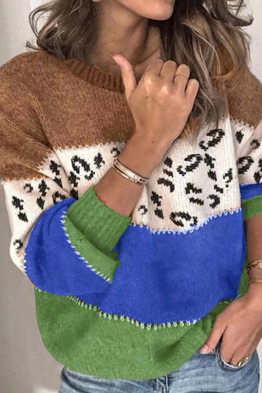 LEANNE KNIT-Chocolate & Blue