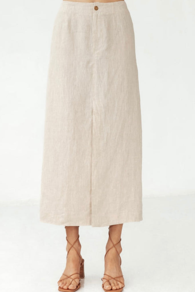 linen maxi skirt with front split