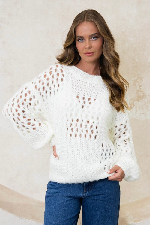 crochet knit jumper white
