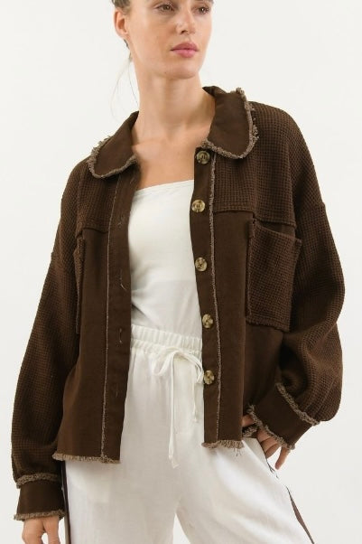 chocolate shacket by worthier 