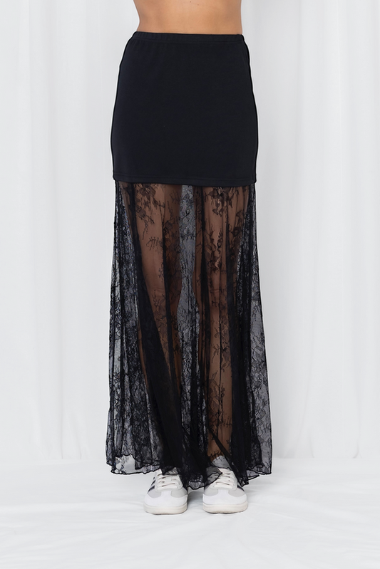 ponte stretch bandau skirt with lace