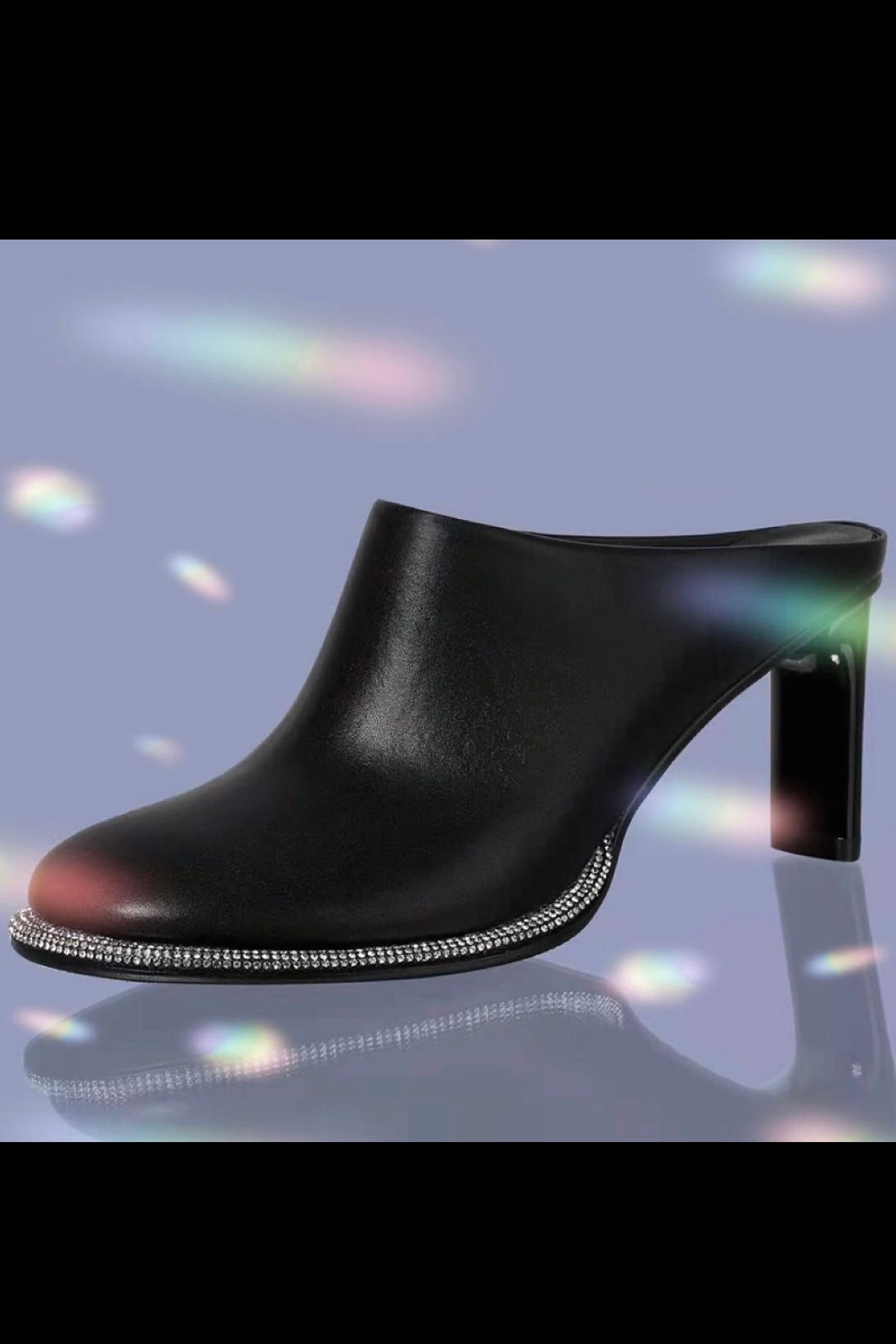 LEATHER BLING HIGH  HEEL- Black & White & Camel