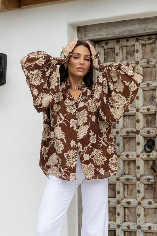 JOLIE DREAMS BLOUSE CHOCOLATE