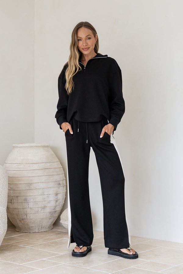 OFF DUTY ZIP SWEATER - Black & Coco